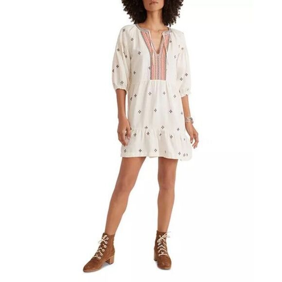 Marine Layer Peyton Mini Dress Size Small Embroidered Belted - Picture 3 of 11